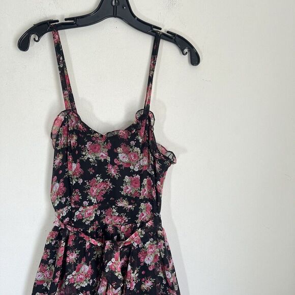 Tripp Nyc Daang Goodman Romantic Rose Garden Floral Dress Size S Lace Trim Goth - Picture 3 of 7